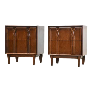 1960s Refinished Walnut Nightstands by Red Lion - a Pair