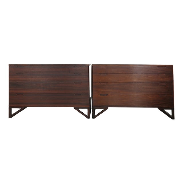 Dark Wood Chest of Drawers from Svend Langkilde, Denmark, 1960s, Set of 2 For Sale