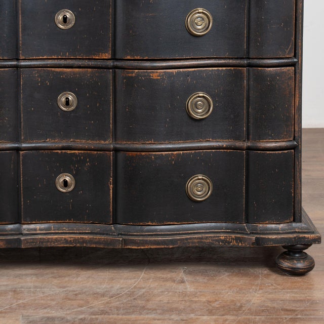18th Century Rococo Black Large Chest of Four Drawers From Denmark For Sale - Image 17 of 18
