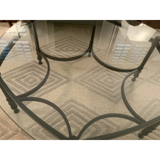 1970s Black & Glass Hexagon Coffee Table For Sale - Image 4 of 12