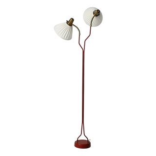 Scandinavian Three-Armed Floor Lamp in Teak and Brass, 1950s For Sale