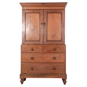 Small 19th Century English Pine Linen Press