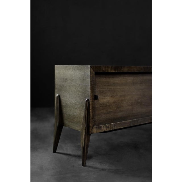 Mid-Century Scandinavian Modern Long Ash Sideboard with Matte Metal Handles, 1960s For Sale - Image 16 of 18