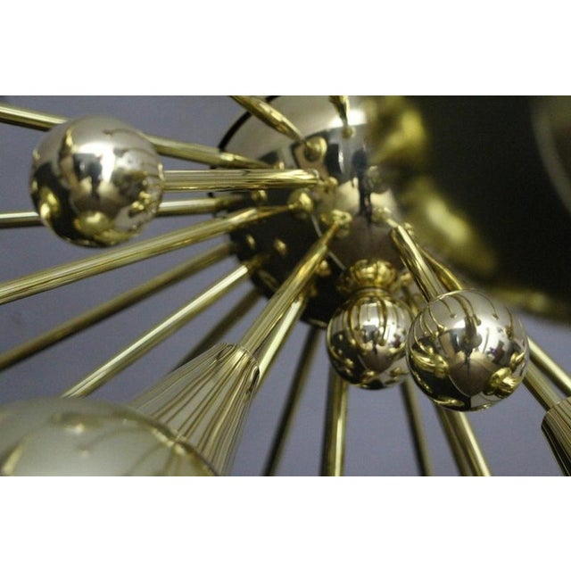 Metal Gold Color Mercury Chandelier with Globes of Murano Glass in the Form of Half Sputnik, 1980s For Sale - Image 7 of 16
