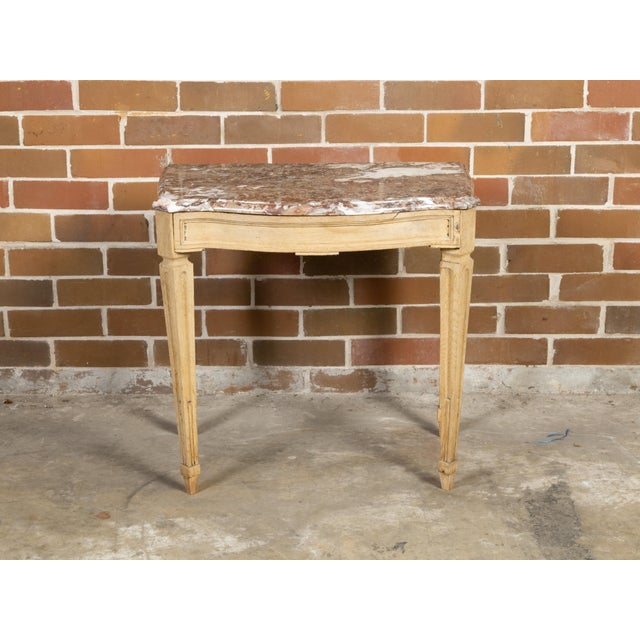 Italian Neoclassical 19th Century Bleached Oak Console Table with Red Marble Top For Sale - Image 4 of 11