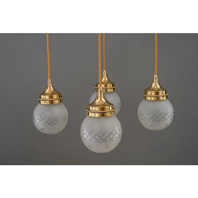 Art Deco Chandelier with Cut Glass Shades, Vienna, 1920s For Sale - Image 11 of 18