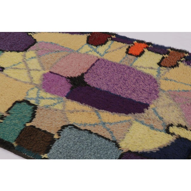 1960s Vintage Swedish Rya Rug in Polychromatic Abstract Mosaic Geometry - Rug & Kilim For Sale - Image 5 of 10
