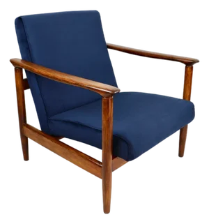 GFM-142 Armchair in Navy Blue Velvet by Edmund Homa, 1970s