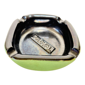 Large French Mid-Century Advertising Ceramic Ashtray Green and Black 1950s