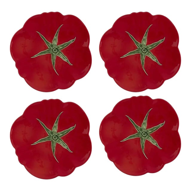 Bordallo Pinheiro Tomato Salad/Dessert Plates, Set of 4 For Sale