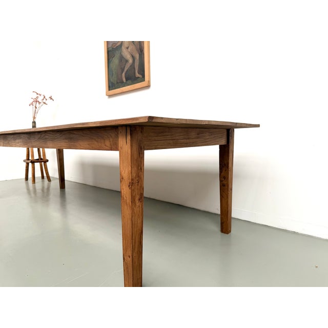 Brown Large Farmhouse Table in Oak, 1950s For Sale - Image 8 of 18