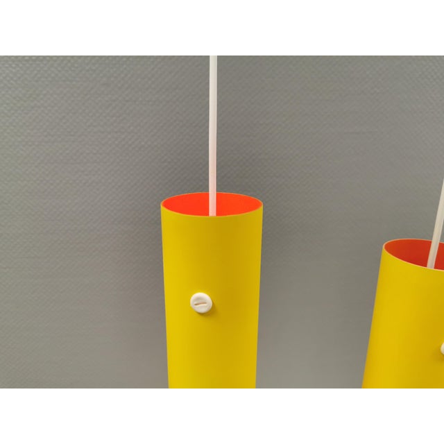 Yellow Trombone Pendants from Lyskaer Belysning, Denmark, 1980s, Set of 2 For Sale - Image 4 of 11