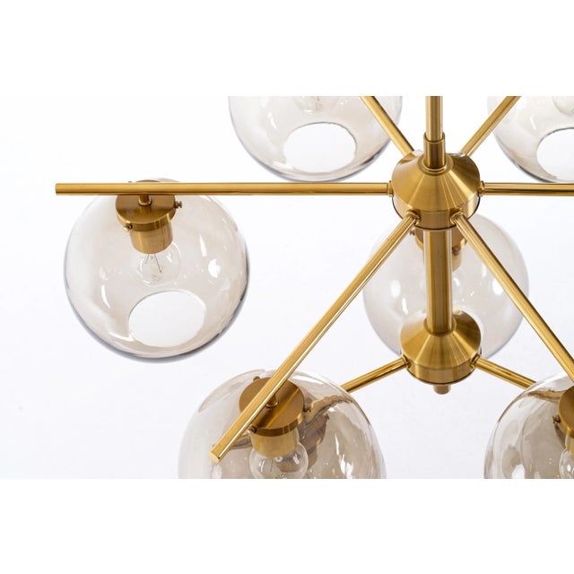 1970s Large Brass Chandelier by Holger Johansson, Sweden, 1970s For Sale - Image 5 of 8