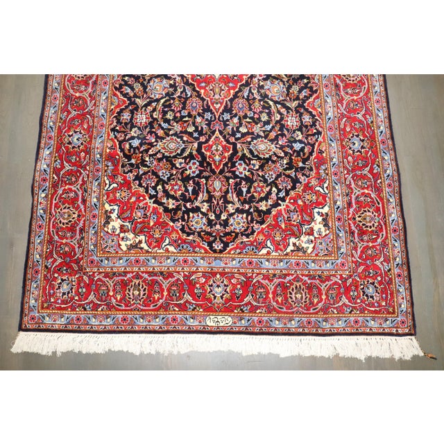 Mid 20th Century Vintage Zabihi Collection Persian Kashan carpet For Sale - Image 5 of 7