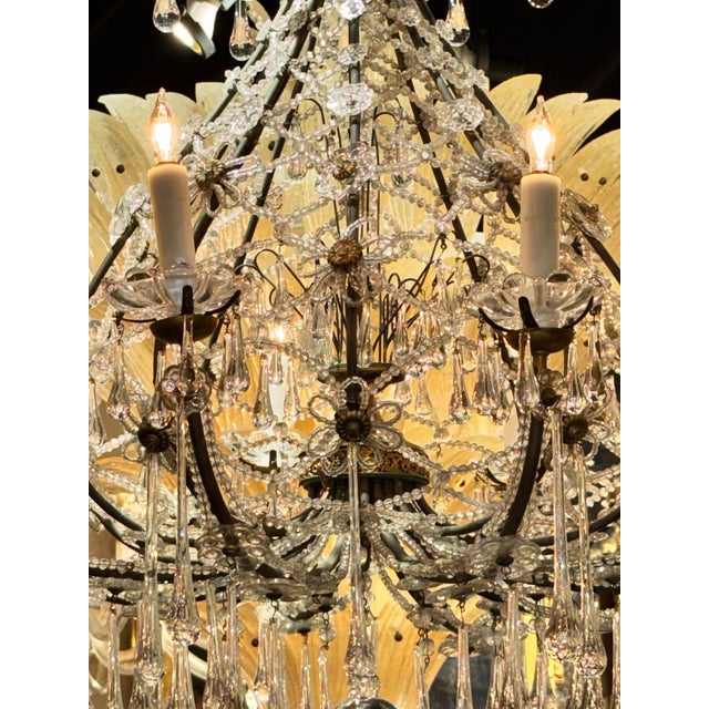 19th C. French Beaded Crystal Basket Chandelier For Sale - Image 4 of 8