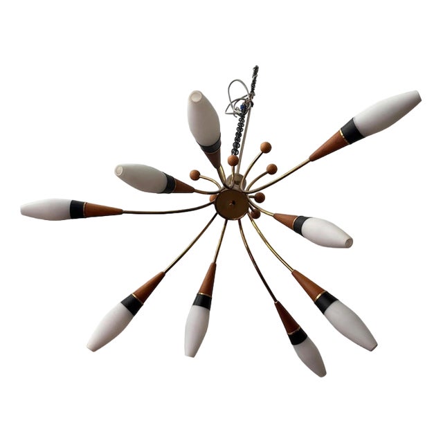 Vintage Chandelier with Nine Arms by Rupert Nikoll, 1950s For Sale