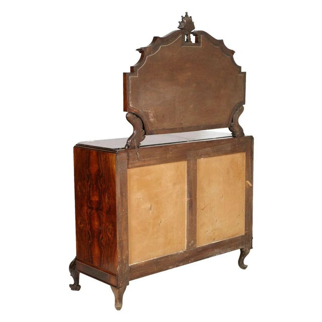 Wood Art Nouveau Carved Burl Walnut Dresser with Mirror from Testolini e Salviati For Sale - Image 7 of 8
