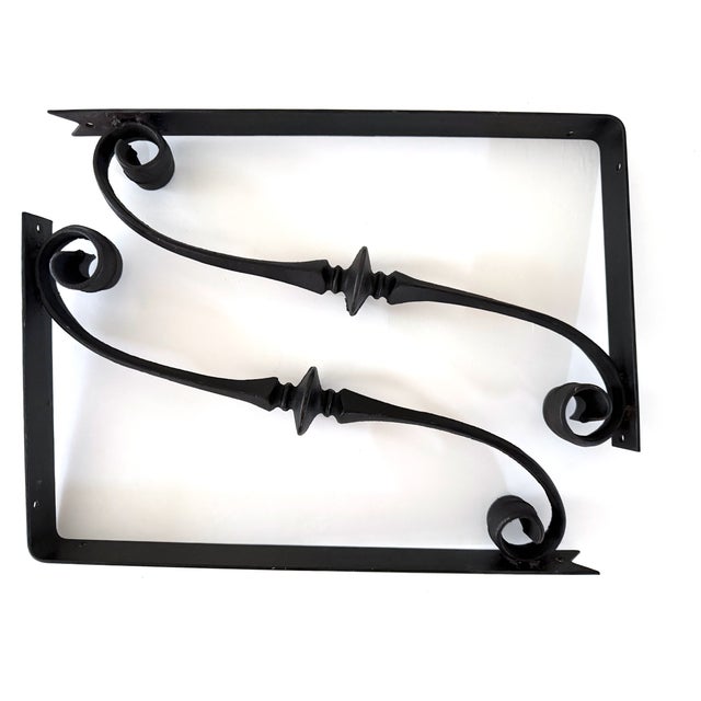 Large Antique Cast Iron Scroll Shelf Brackets For Sale In Houston - Image 6 of 13