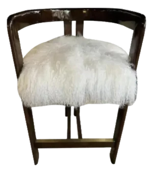 Interlude Burke Fur High Gloss Walnut Bar Counter Stool
