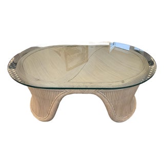 20th Century Bamboo Oval Glass Coffee Table For Sale