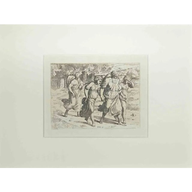 Giovanni Lanfranco, Genesis 19, Old Testament Story, Etching, 1600s For Sale - Image 3 of 3