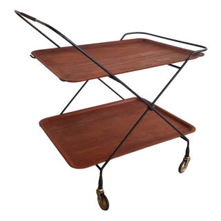 Mid-Century Modern Teak Serving Bar Cart by Paul Nagel for Jie Gantofta, Sweden, 1960s For Sale