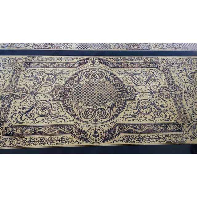 Vintage Ebonised Cut Brass Boulle Dining Conference Table For Sale - Image 6 of 18
