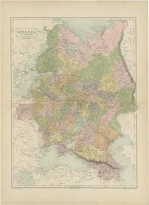 Antique Map of Russia in Europe by A & C, 1870