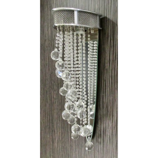 C. 2013 Todd Rugee (Design) for Boyd Lighting, Polished Nickel & Swarovski Crystal Embellished Cascade II Waterfall Sconces Pair For Sale - Image 9 of 12