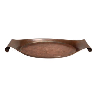 Sculptural Arts and Crafts Copper Gondola Oval Tray Attributed to w.a.s. Benson For Sale