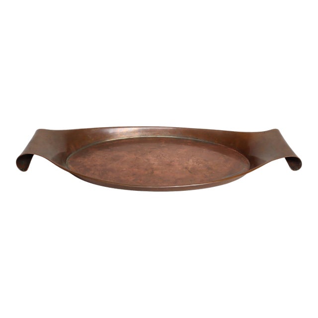 Sculptural Arts and Crafts Copper Gondola Oval Tray Attributed to w.a.s. Benson For Sale