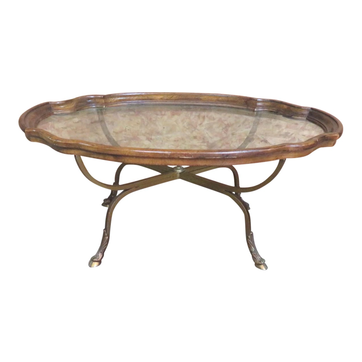 Jansen Style Oak Iron Coffee Table Chairish