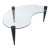 Mid Century Modern Kidney Shaped Glass Coffee Table With Cone Legs For Sale