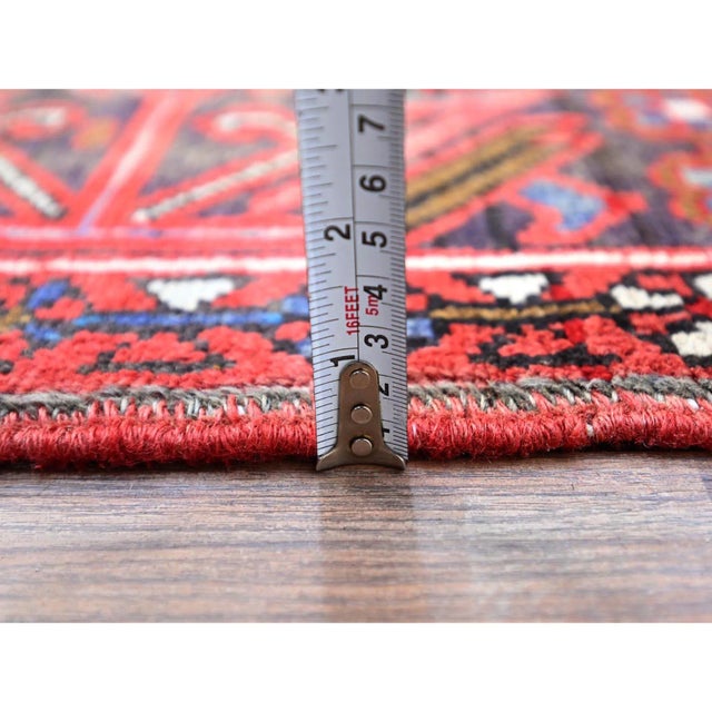 Traditional 1960 7'10"x11'4" Toreader Red Hand Knotted Cleaned Evenly Worn Vintage Oriental Rug For Sale - Image 3 of 12