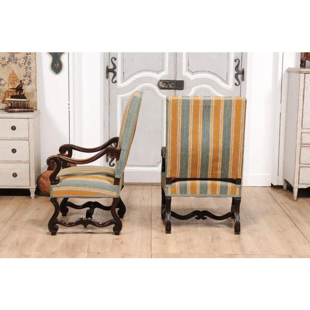Louis XIII Style 19th Century French Os de Mouton Walnut Armchairs- a Pair For Sale - Image 12 of 12