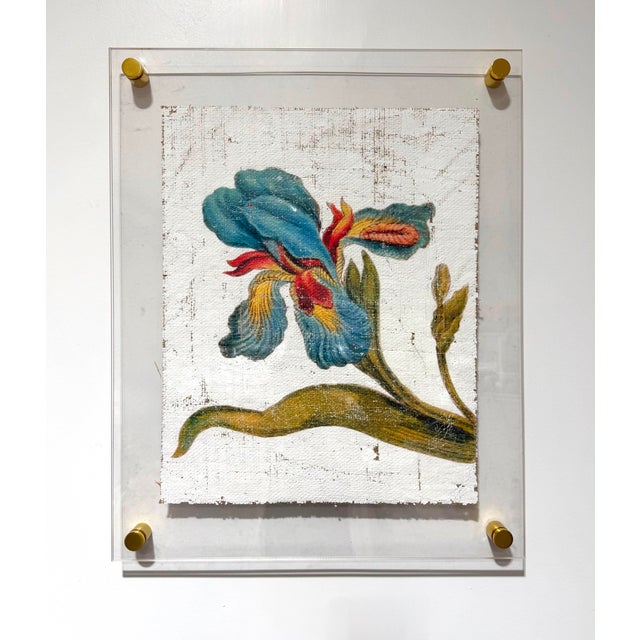 Contemporary Turquoise Iris - Hand Textured Vintage Teal Iris For Sale - Image 3 of 8