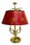 Mid 20th Century French Empire Style Three-Light Brass Bouillotte Lamp With Crimson Red Tole Shade For Sale
