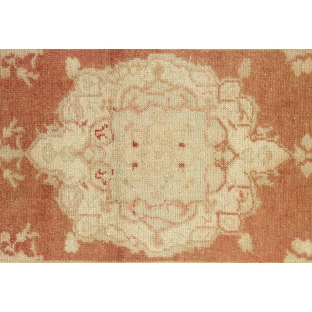 Antique Oushak Runner, Turkish and Oriental Rug, Handmade Beige and Orange Rug For Sale - Image 16 of 18