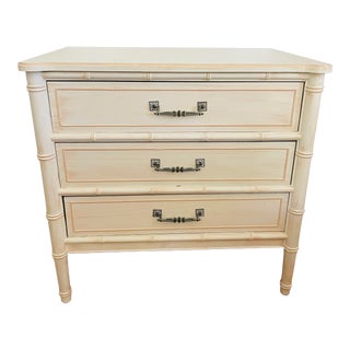 1970s Vintage Henry Link Faux Bamboo Three Drawer Dresser Chest Nightstand For Sale