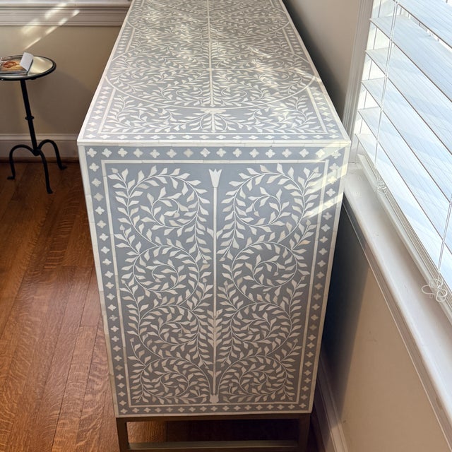 Anthropologie Scroll Vine Inlay Dresser A handcrafted, white-bone inlay six drawer dresser featuring delicate, scrolling...