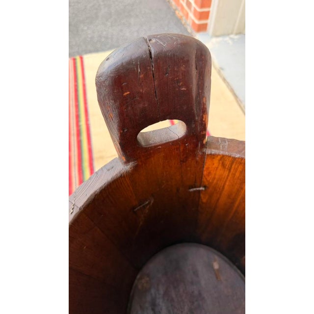Brown Antique Pennsylvania Pine Wash Basin Barrel With Hinged Lid, Converted to Side Table, Circa 1840s For Sale - Image 8 of 18