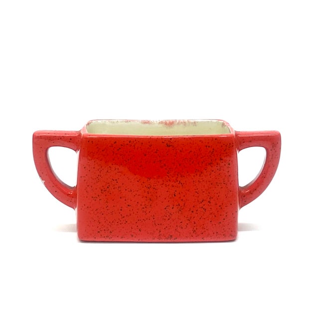 Mid 20th Century Danish Modern Bright Red Glazed Ceramic Creamer & Sugar Bowl Set For Sale In Miami - Image 6 of 11