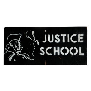 Vintage Wooden Justice School Law School Sign for Law Office Decor For Sale