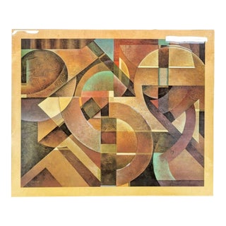 1990s Robert Hall Mechanical Maze Signed Large Textured Geometric Abstract For Sale