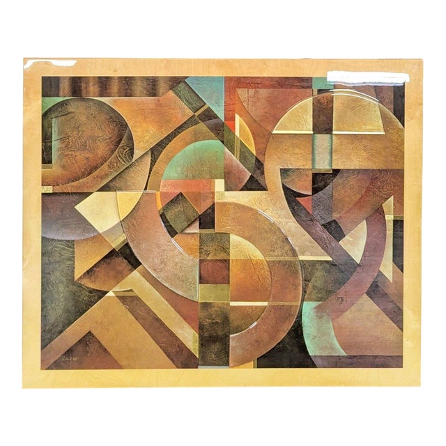 1990s Robert Hall Mechanical Maze Signed Large Textured Geometric Abstract For Sale