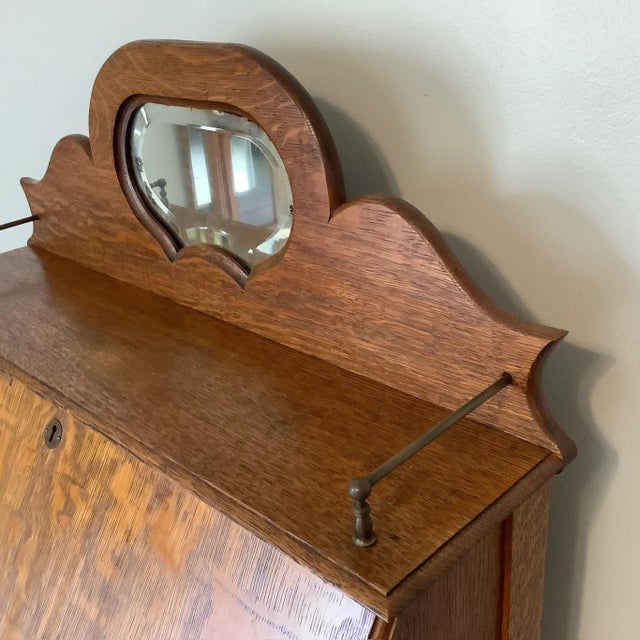 Wood Antique Oak Slant Front Desk For Sale - Image 7 of 10