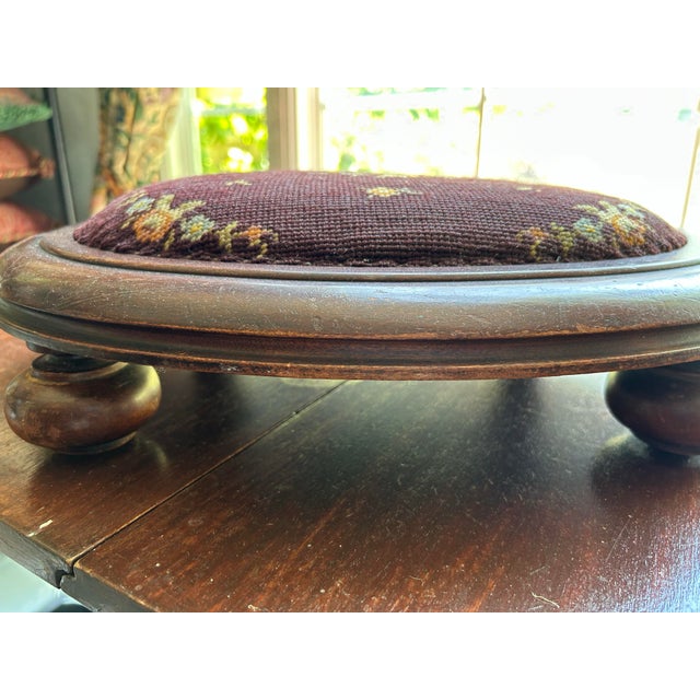 Boho Chic Petite Needle Point Footstool For Sale - Image 3 of 7