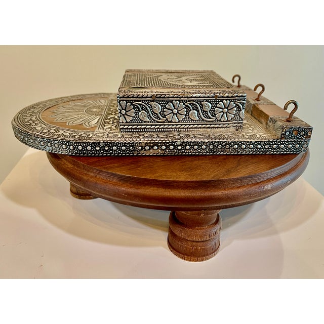 Vintage Indian Repousse Tin & Copper Wall Pocket/ Key Holder For Sale In Naples, FL - Image 6 of 10