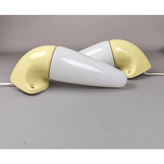 Porcelain Bathroom Wall Lights by Sigvard Bernadotte for Ifo, 1950s, Set of 2, in Worn conditions. Designed 1950 to 1959 I...