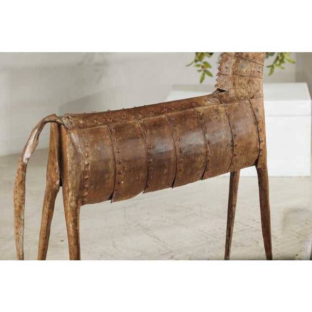 Vintage Indian Riveted Iron Horse Sculpture with Rustic Patina For Sale - Image 11 of 18